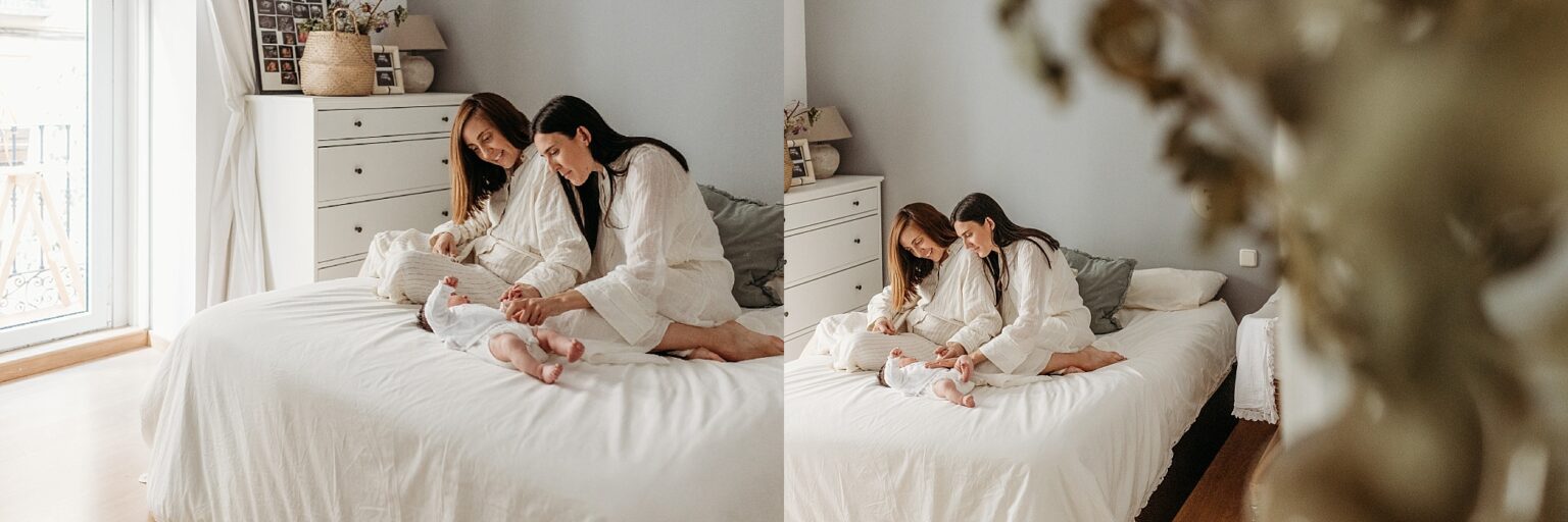 Madres con su bebé captadas por su Fotografo de recien nacidos a domicilio en Madrid