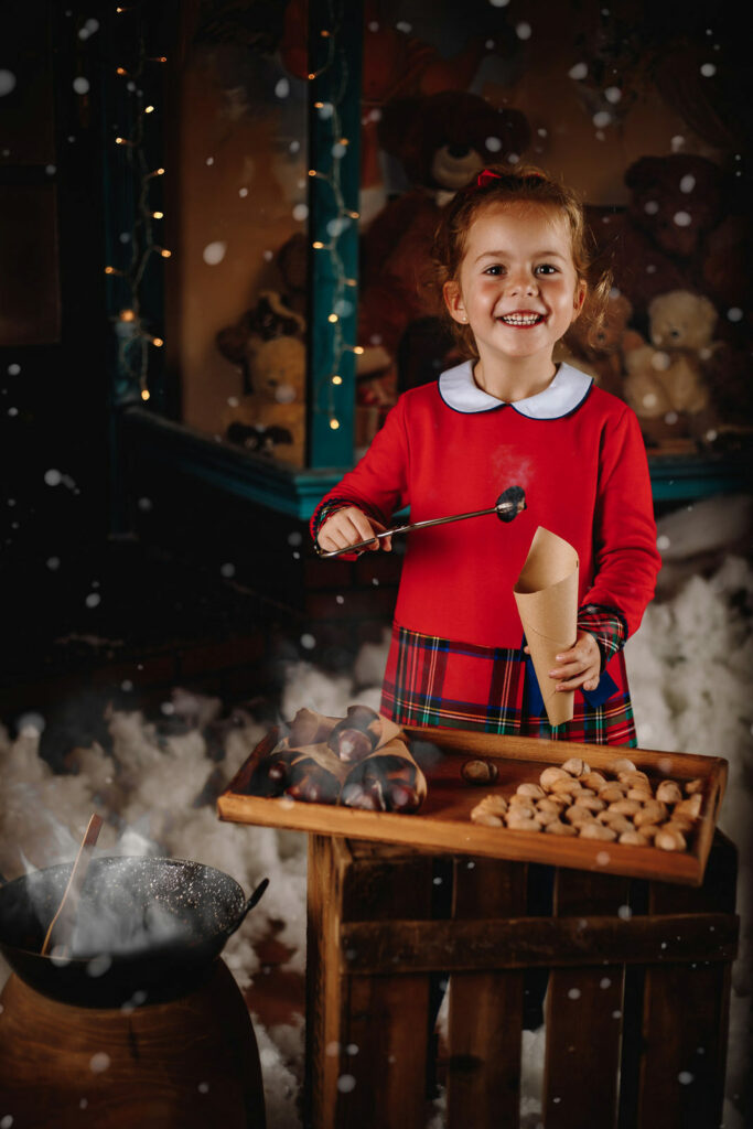 Mini sesión de navidad con castañas asadas en Guadarrama.