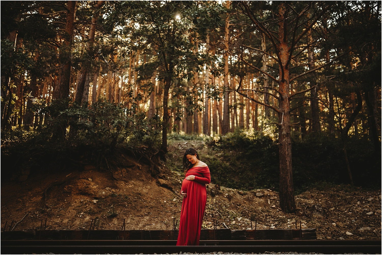 sesion de fotos de embarazada en el bosque